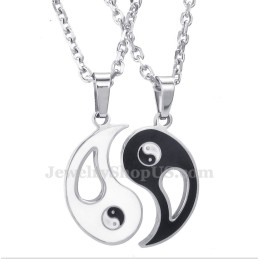 Collar De Titanio Con Colgante De Tai Chi Para Parejas (Cadena Gratis) (Un Par)