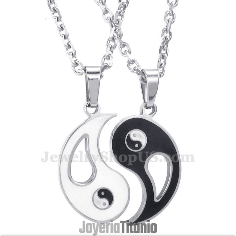 Collar De Titanio Con Colgante De Tai Chi Para Parejas (Cadena Gratis) (Un Par)