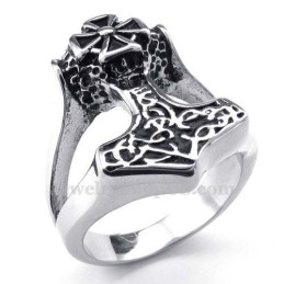 Anillo De Titanio Con El Martillo De Thor