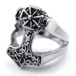 Anillo De Titanio Con El Martillo De Thor