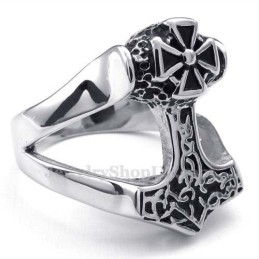 Anillo De Titanio Con El Martillo De Thor