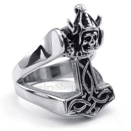 Anillo De Titanio Con El Martillo De Thor