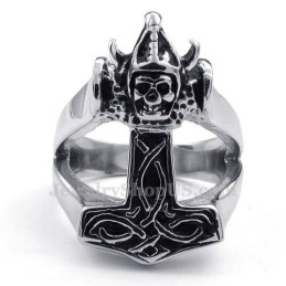 Anillo De Titanio Con El Martillo De Thor