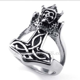 Anillo De Titanio Con El Martillo De Thor