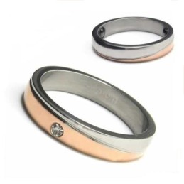 Anillo De Corte De Titanio Y Oro De 4 Mm Con Diamantes Incrustados