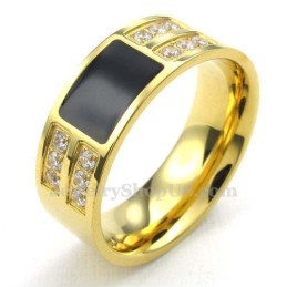 Anillo De Titanio Dorado Con Circonita Blanca