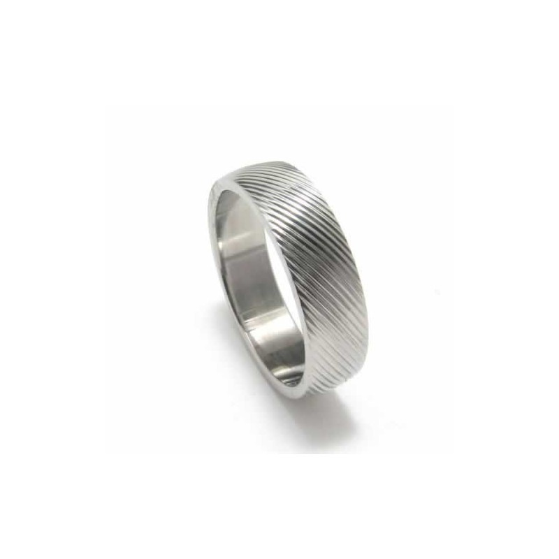 Anillo De Titanio De 6 Mm Con Veta Cruzada