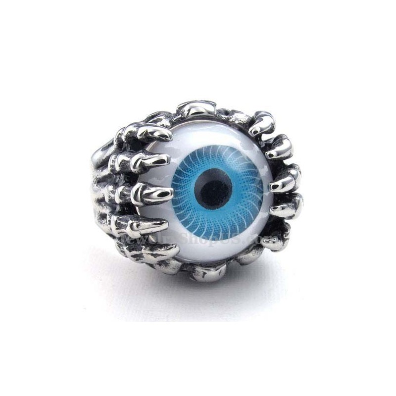 Anillo De Titanio Con Ojo Azul