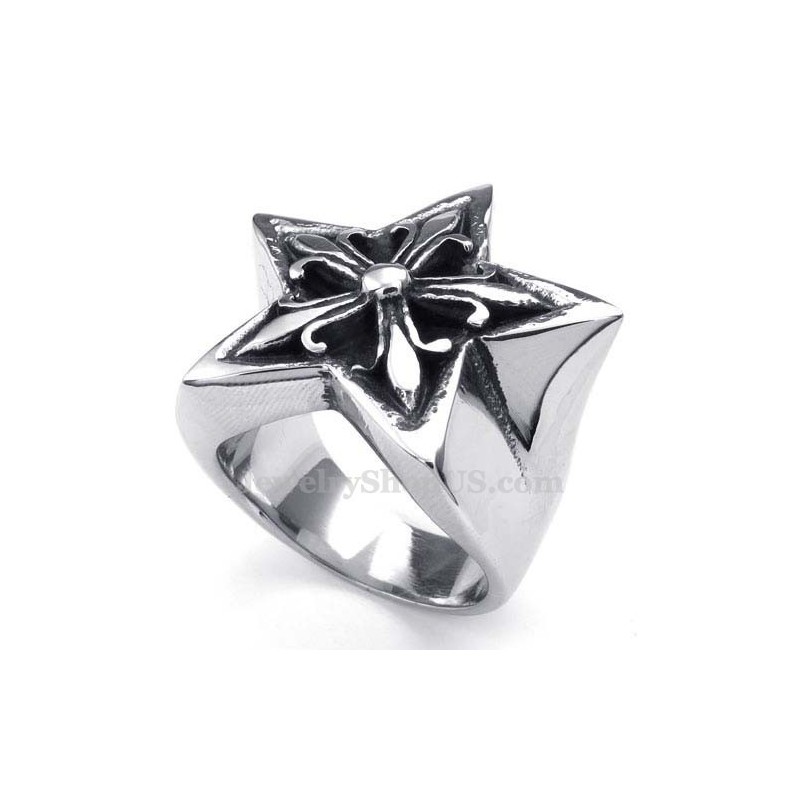 Anillo De Estrella De Cinco Puntas De Titanio