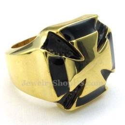 Anillo De Cruz De Titanio Y Oro