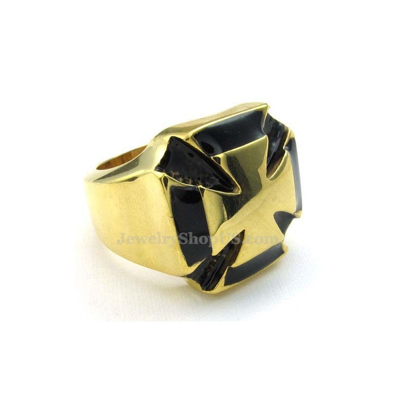 Anillo De Cruz De Titanio Y Oro
