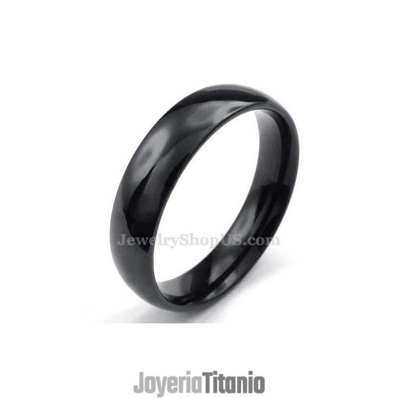 Anillo Liso De Titanio Negro De 5 Mm Anillo Liso De Titanio Negro De 5 Mm