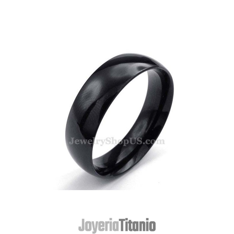 Anillo Liso De Titanio Negro De 6 Mm