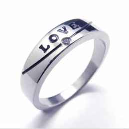 Anillo De Corte De Titanio Con Incrustaciones De Diamantes Love De 5 Mm