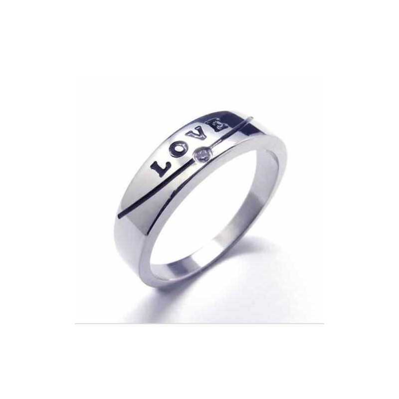 Anillo De Corte De Titanio Con Incrustaciones De Diamantes Love De 5 Mm