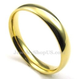Anillo Redondo De Titanio Y Oro De 4 Mm