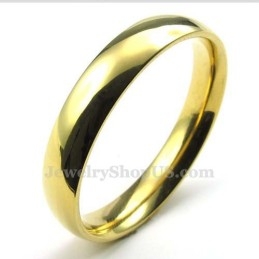 Anillo Redondo De Titanio Y Oro De 4 Mm