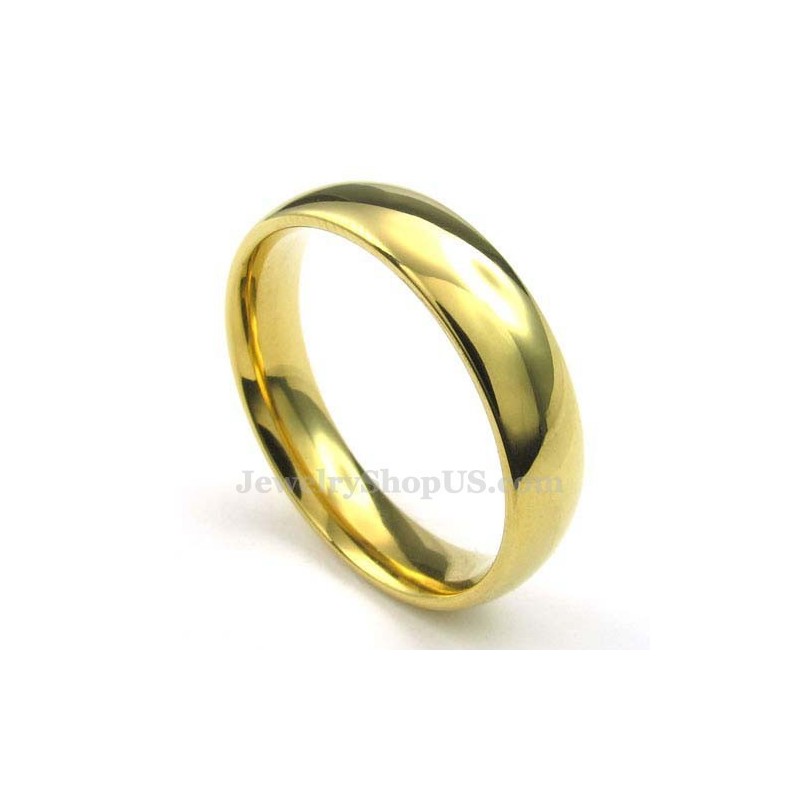 Anillo Redondo De Titanio Y Oro De 5 Mm