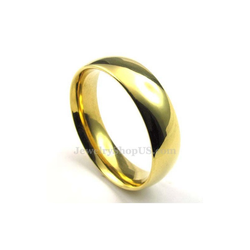 Anillo Redondo De Titanio Dorado De 6 Mm