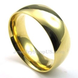 Anillo Redondo De Titanio Y Oro De 8 Mm