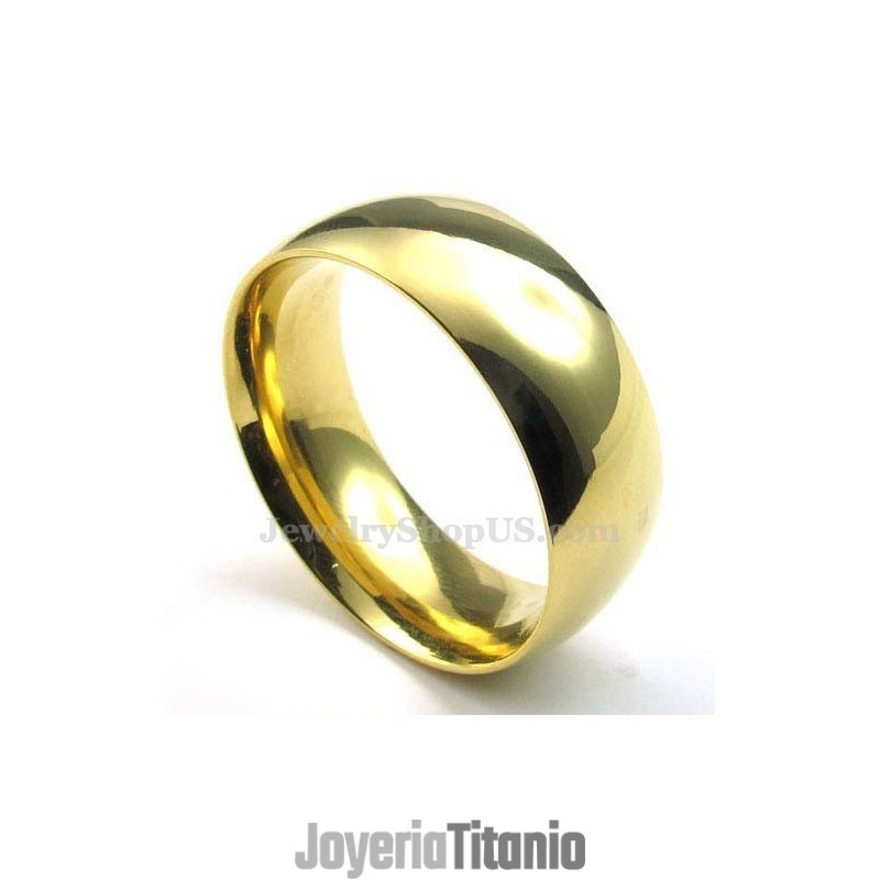 Anillo Redondo De Titanio Y Oro De 8 Mm Anillo Redondo De Titanio Y Oro De 8 Mm