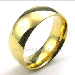 Anillo Redondo De Titanio Y Oro De 8 Mm