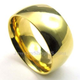 Anillo Redondo De Titanio Y Oro De 10 Mm