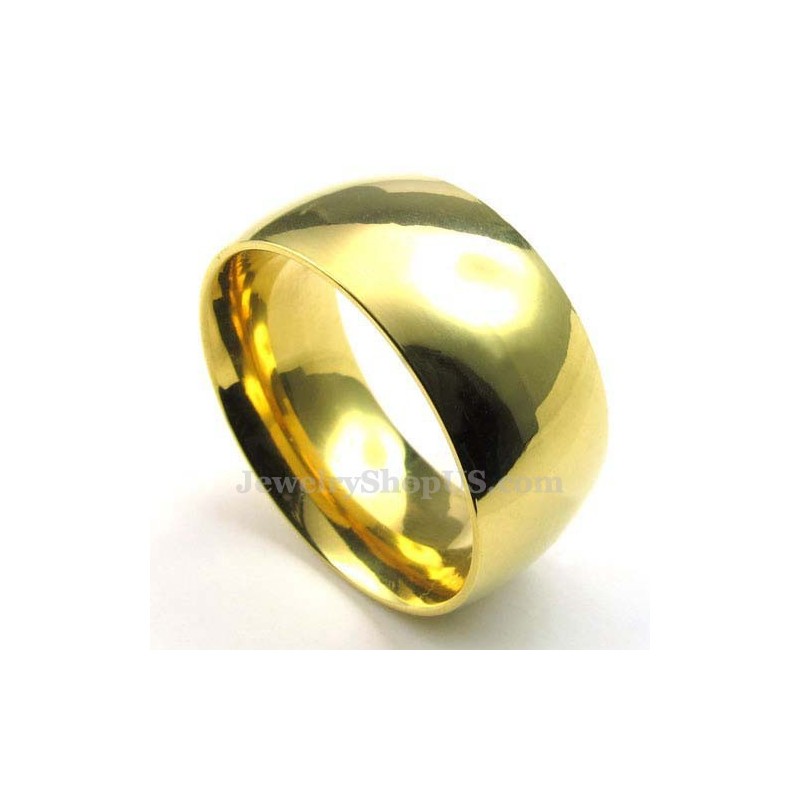 Anillo Redondo De Titanio Y Oro De 10 Mm