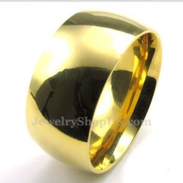 Anillo Redondo De Titanio Y Oro De 10 Mm