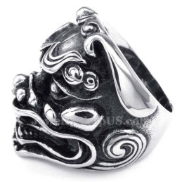 Anillo De Titanio Con Cabeza De León