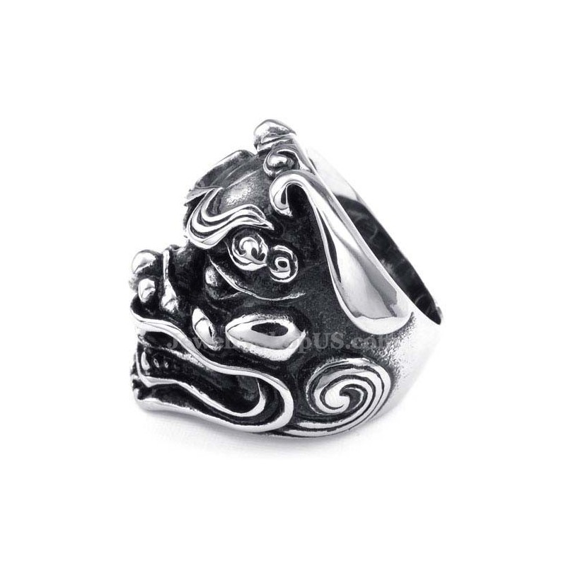 Anillo De Titanio Con Cabeza De León