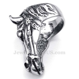 Anillo De Titanio Con Cabeza De Caballo