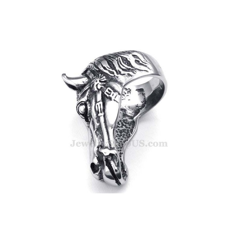 Anillo De Titanio Con Cabeza De Caballo