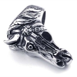 Anillo De Titanio Con Cabeza De Caballo