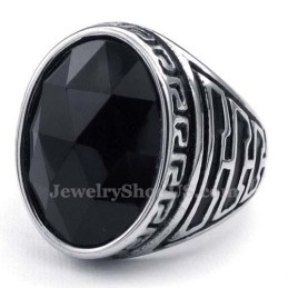 Anillo De Titanio Para Hombre Con Circonita Negra