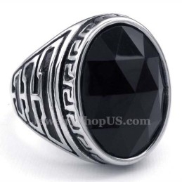 Anillo De Titanio Para Hombre Con Circonita Negra