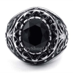 Anillo De Titanio Para Hombre Con Circonita Negra