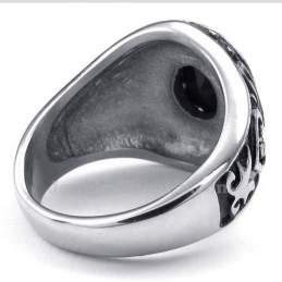 Anillo De Titanio Para Hombre Con Circonita Negra