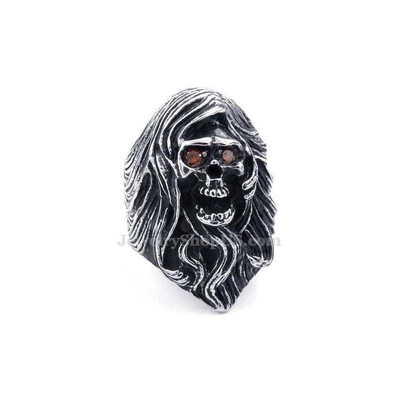 Anillo De Calavera De Titanio Con Ojos De Circonita Roja Anillo De Calavera De Titanio Con Ojos De Circonita Roja
