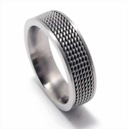 Anillo De Titanio De Malla Para Hombre De 8 Mm
