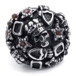 Anillo De Calavera De Titanio Con Circonita Roja