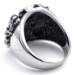 Anillo De Calavera De Titanio Con Circonita Roja