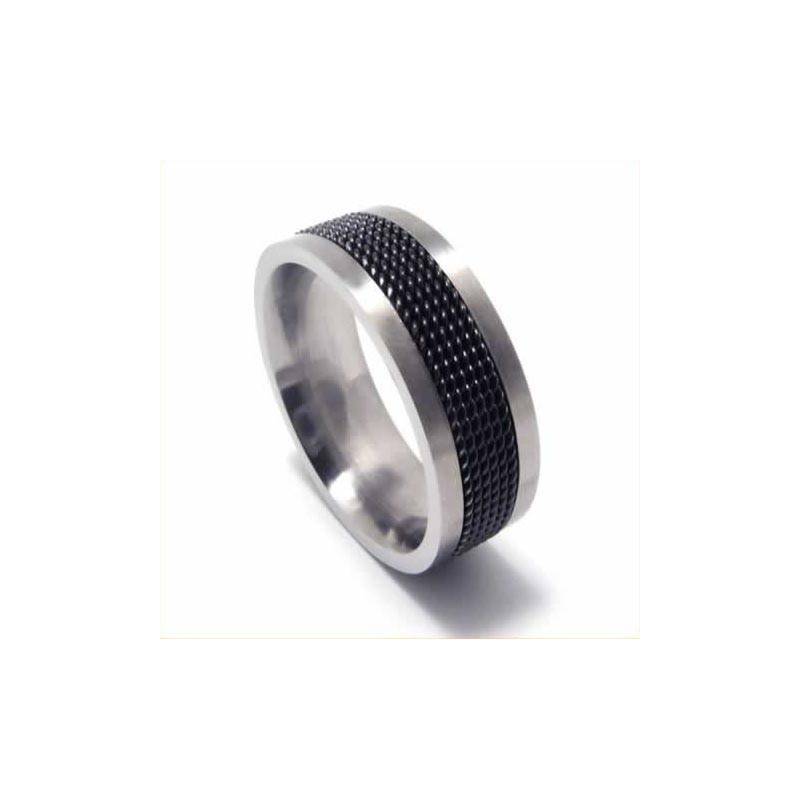Anillo De Titanio Negro De 7 Mm Para Hombre Con Malla Anillo De Titanio Negro De 7 Mm Para Hombre Con Malla