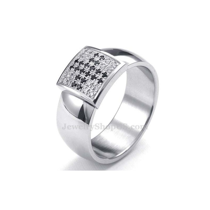 Anillo De Titanio Con Circonita Blanca