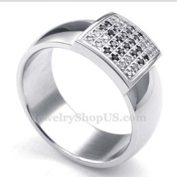Anillo De Titanio Con Circonita Blanca