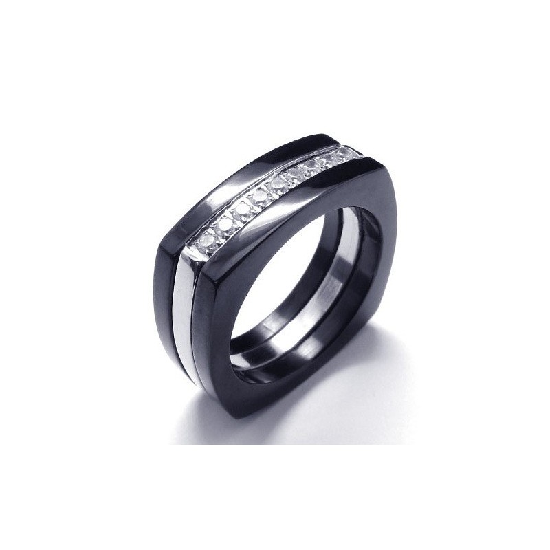 Anillo Unisex De Titanio Con Diamantes De 8 Mm Anillo Unisex De Titanio Con Diamantes De 8 Mm