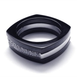 Anillo Unisex De Titanio Con Diamantes De 8 Mm
