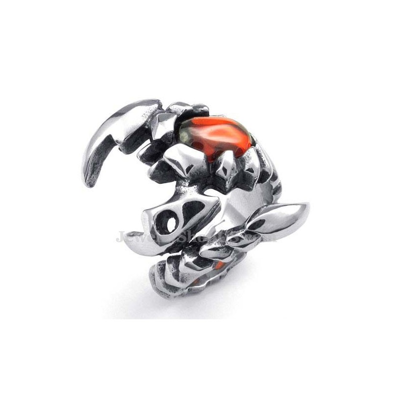 Anillo De Escorpión De Titanio Con Circonita Roja