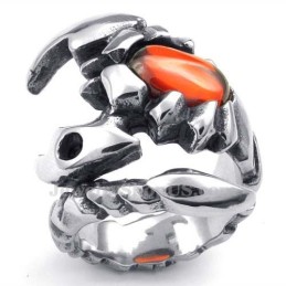 Anillo De Escorpión De Titanio Con Circonita Roja
