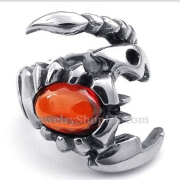Anillo De Escorpión De Titanio Con Circonita Roja